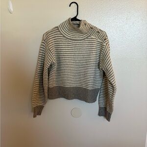 Universal Thread Gray and Cream Striped Turtleneck Sweater